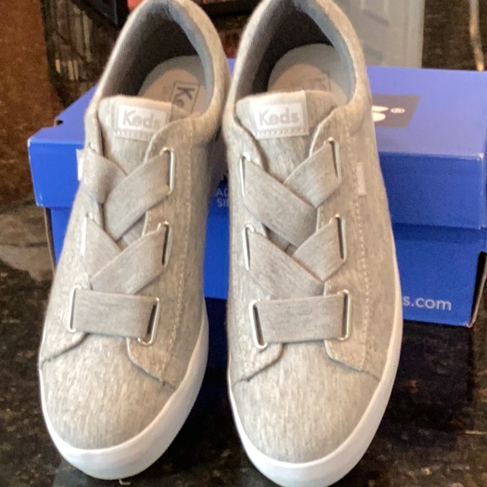 Keds Ortholite Grey triple cross jersey slip on!